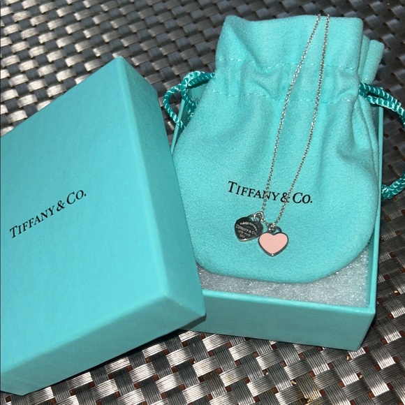 Authentic Tiffany Necklace 16 in Silver & Pink Heart Pendant Necklace Gorgeous - Picture 5 of 11